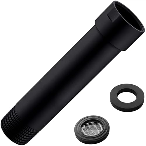 Black Shower Arm 4-Inch Straight Extension Arm for Rainfall Shower Head Stainless Steel, Female to Male NPT 1/2 Inch, Matte Black - color: Black, style: 4-Inch