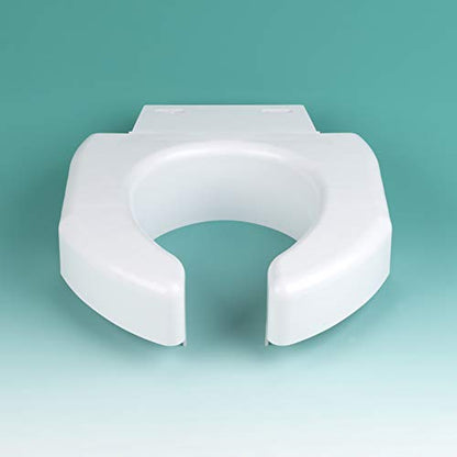 SP Ableware 37228 Secure-Bolt 3" Elevated Toilet Seat with Convertible Open/Closed Front, Plastic, White