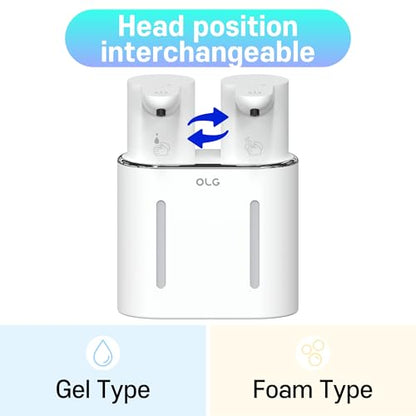 OLG Touchless Soap Dispenser - Automatic Hand - Dual Tank - 27 fl oz - Dish Detergent - Kitchen Bathroom - Foam and Liquid