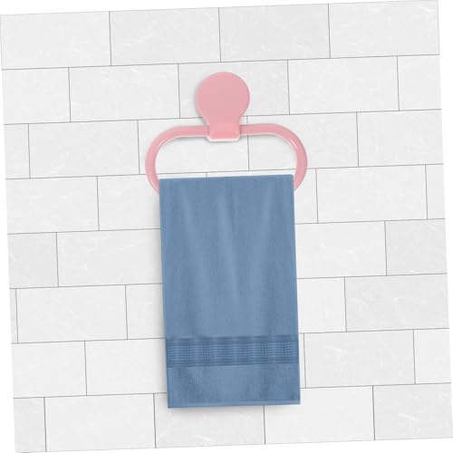 POPETPOP 2Pcs Adhesive Towel Ring Space Saving Plastic Hand Towel Holder for Bathroom Kitchen Modern Design Easy Installation Decor
