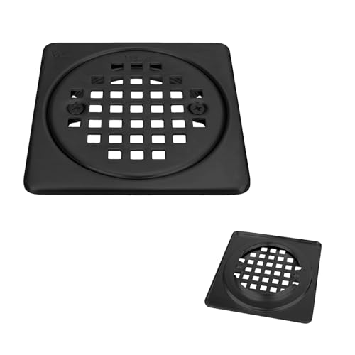 4 Inch Shower Floor Drain Cover, SUS 304 Stainless Steel Grate | 2-in-1 Shower Drain Cover Replacement, Fits Round & Square Drains For Bathroom Shower and Kitchen Floor, Matte Black - color: Matte Black, size: 4 Inch Cover Only