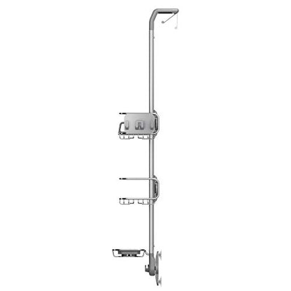 simplehuman Over Door Shower Caddy, No-Drill Auto-Tightening Hanger for Glass Shower Doors, Quick-Adjust Shelves, Quick-Dry Soap Dish, Bathroom Organizer, Rust-Proof Stainless Steel - style: Over Door