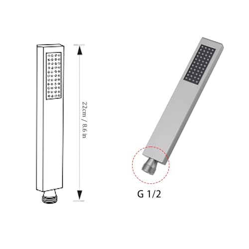 Hand Shower Wand Handheld Shower Spray High Pressure Single Function Luxury Hand Showerhead Brushed Nickel - color: Brushed Nickel, style: Square