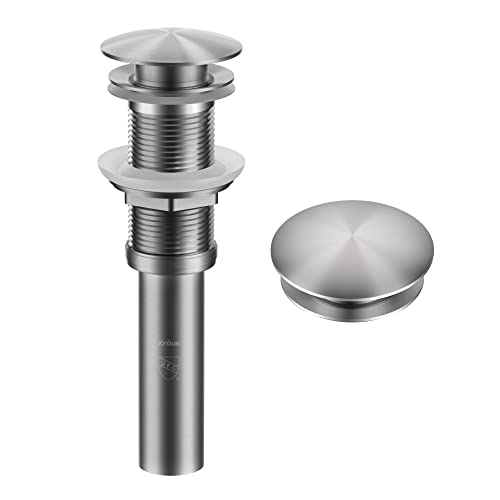 KRAUS Pop-Up Drain for Bathroom Sink Without Overflow in Spot-Free Stainless Steel, PU-10SFS - color: Spot Free Stainless Steel, size: 8 5/8 Inch