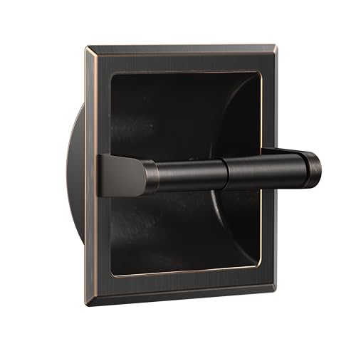 FORIOUS Recessed Toilet Paper Holder for Mega Rolls, Oil Rubbed Bronze | Stainless Steel Tissue Roll Holder Wall Mount for Bathroom Space-Saving Design, in Wall Toilet Paper Dispenser Insert - color: Oil Rubbed Bronze