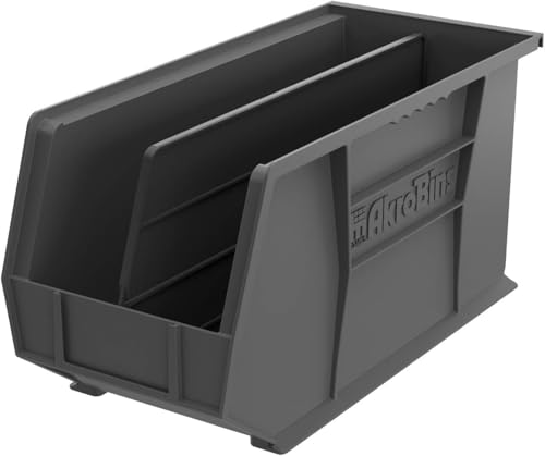 Akro-Mils 30265 AkroBins Plastic Storage Bins, 18"x8.25"x9", Black, 6-Pack | Space-Saving Stackable Bins for Garage, Pantry, Craft Organization - color: Black