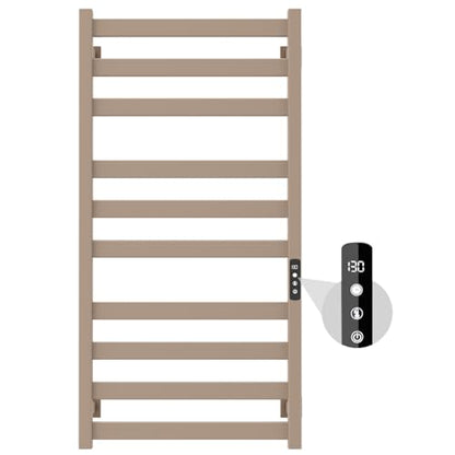 Towel Warmer,Stainless Steel Towel Warmer Rack for Bathroom -10 Bars Wall Mounted Towel Heater with Intelligent Touch Screen Timer, Hard Wired/Plug-in, Earth Tone