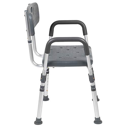 Flash Furniture HERCULES Series 300 Lb. Capacity Adjustable Gray Bath & Shower Chair with Quick Release Back & Arms - color: Grey