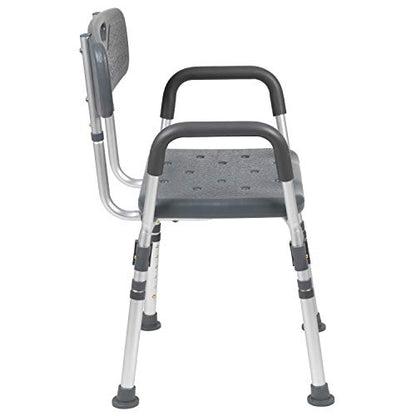 Flash Furniture HERCULES Series 300 Lb. Capacity Adjustable Gray Bath & Shower Chair with Quick Release Back & Arms - color: Grey