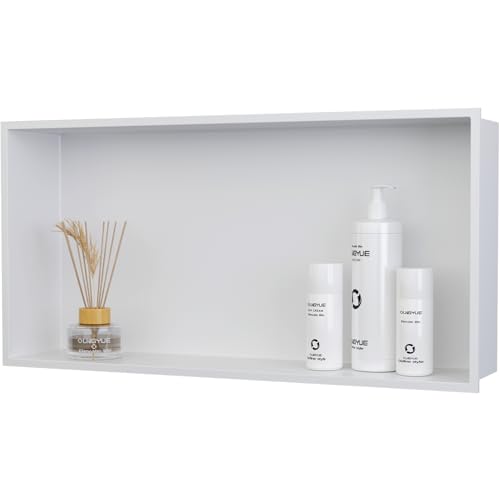 Bathroom Shower Niche Shelf: No Tile Needed Stainless Steel - 24"x12" Recessed Wall Niches Box for House Decoration - Matte White - color: Matte White