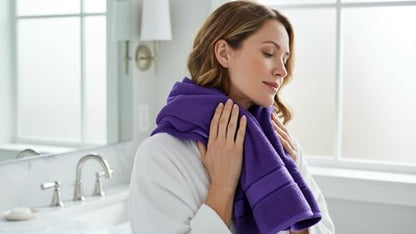 CRAFTBERRY- 6 Piece Cotton Bath Towel Set- 2 Bath - 2 Hand - 2 Face, Purple | 100% Cotton • Thick & Plush • Hotel Quality • Ultra Soft • Highly Absorbent • Quick Dry • Low Lint • Machine Washable - color: Purple