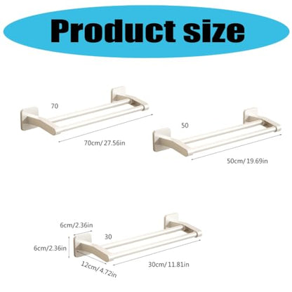 Waterproof Stick On Bathroom Towel Holder Strong Load-Bearing Towels Hanger with Adhesive Backing Wall Organiser - color: 70cm