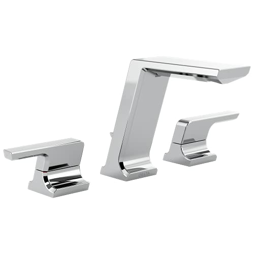 Delta Pivotal Chrome Bathroom Faucet 3 Hole, 8 Inch Widespread Bathroom Sink Faucet for Vanity, Metal Push-Pop Drain, Lumicoat Chrome 3599LF-PR-MPU - color: Chrome