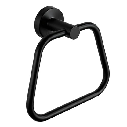Bath Towel Ring, Bathroom Hardware Towel Holder, Matte Black Towel Ring for Bathroom, Modern Trapezoid Wall Mounted Towel Hanger, 304 Stainless Steel (Black) - color: Black