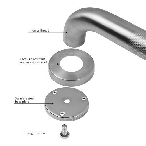 Angled Shower Grab Bar, 16x16 Inch Stainless Steel Bathroom Grab Bar, 1.25" Diameter L-Shaped Brushed Nickel Grab Bars for Bathtubs and Showers, Handicap Shower Grab Bar for Seniors Elderly - size: 16x16 Inch