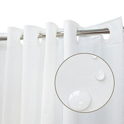 No Hook White Shower Curtain Liner PEVA Plastic Waterproof Heavy Duty Bathroom Curtain Hook Free Shower Liner 72x74 Inches | PEVA Plastic Vinyl Waterproof Heavy Duty Bathroom Curtain Hook Free Shower Liner with bottom Magents - color: White, size: 72"W x
