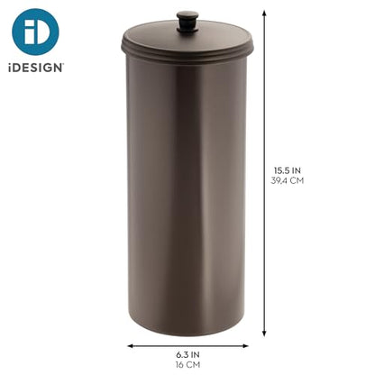 iDesign Freestanding Bathroom Toilet Paper Storage Holder, 2-Pack, Bronze | With Lid, Holds 3 Extra Rolls - color: Bronze, size: Pack of 2, style: Lid with Handle
