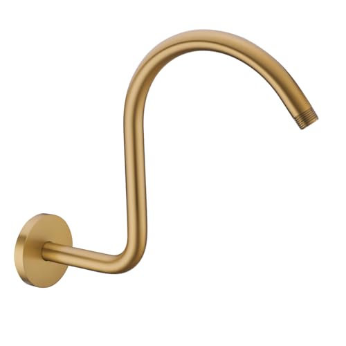 RANDOM S Shaped Shower Head Riser Pipe,Goose Neck Shower Arm 13 Inch Shower Head Extension Arm with Flange,Standard 1/2" Connection,Champagne Bronze.RD-91098-13CB - color: Champagne Bronze