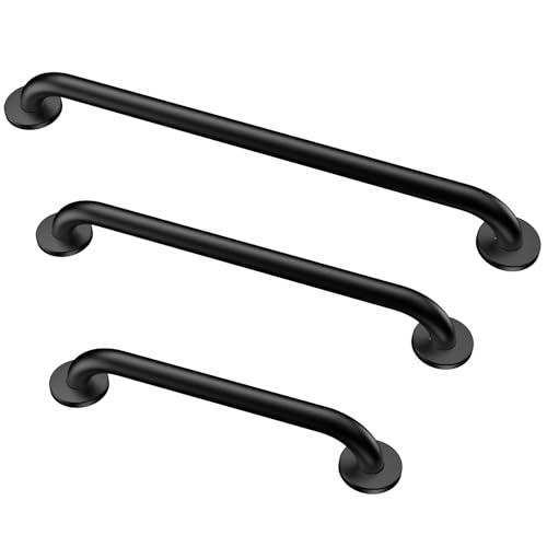 Grab Bar Bundle for ADA Compliance, Matte Black Stainless Steel 1.5" Diameter 3-Piece Set (18", 36", 42") for Commercial Restrooms & Shower Safety Bars for Seniors - color: Matte Black