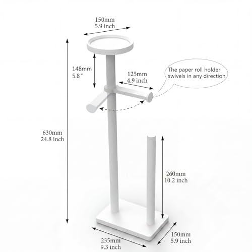 Toilet Paper Holders Free Standing, Holds up to 7 Rolls Toilet Paper Stand with Storage, Bathroom Toilet Paper Organizer with Top Shelf for Small Items, 1-Min Rotating-Lock Assembly, White,L - color: White