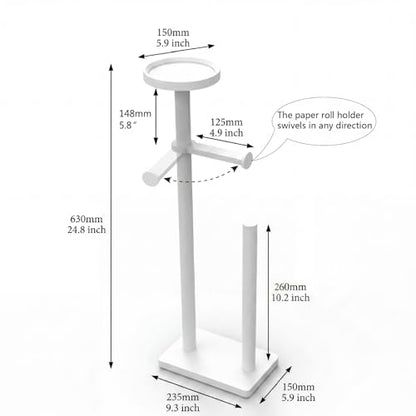 Toilet Paper Holders Free Standing, Holds up to 7 Rolls Toilet Paper Stand with Storage, Bathroom Toilet Paper Organizer with Top Shelf for Small Items, 1-Min Rotating-Lock Assembly, White,L - color: White