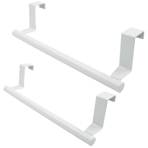 2 Pack White 9 Inch Towel Holder for Kitchen Bathroom | Bathroom Towel Bar, Stainless Steel, Hand Towel Rack, Over Cabinet Door, For Kitchen Bathroom - color: White