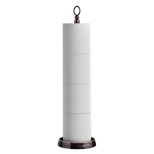 ROLABAM Heavy Weighted Toilet Paper Holder (with Reserve Function) Free Standing Toilet Paper Storage，Spare Toilet Paper Roll Holder Storage Stand for Bathroom Total Height 22.5" ，Oil Rubbed Bronze - color: Oil Rubbed Bronze