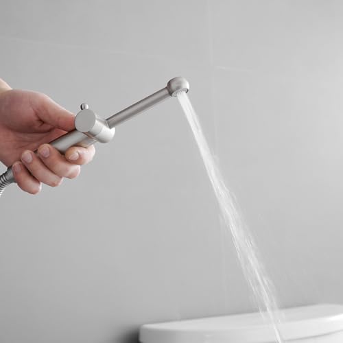 Brushed Nickel Bidet Sprayer Set,Handheld Bidet Taps | Attachment for Toilet,Solid Brass,Adjustable Water Pressure,Multi-use Sprayer for Feminine Care,Cloth Diaper & Pet Washing - color: Brushed Nickel