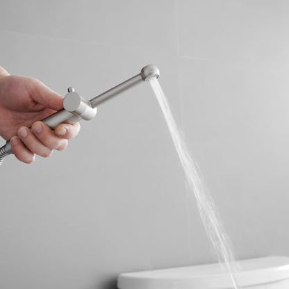 Brushed Nickel Bidet Sprayer Set,Handheld Bidet Taps | Attachment for Toilet,Solid Brass,Adjustable Water Pressure,Multi-use Sprayer for Feminine Care,Cloth Diaper & Pet Washing - color: Brushed Nickel