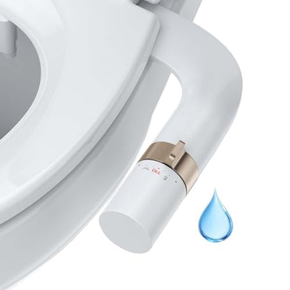 IDEALHOUSE Bidet Attachment for Toilet - Dual Nozzle Feminine Wash, Bidet Sprayer for Bathroom,Adjustable Water Pressure,Non-Electric Toilet Bidet for Bathroom Accessories(rose gold dial ring)