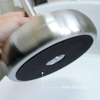 Toilet Paper Holder Stand with Storage Weighted (SUS304 Stainless Steel) | freestanding tp holder | silicone non-slip base | large storage capacity | tidy organized bathroom | 2mm thickened steel - color: 304 Brushed Silvery