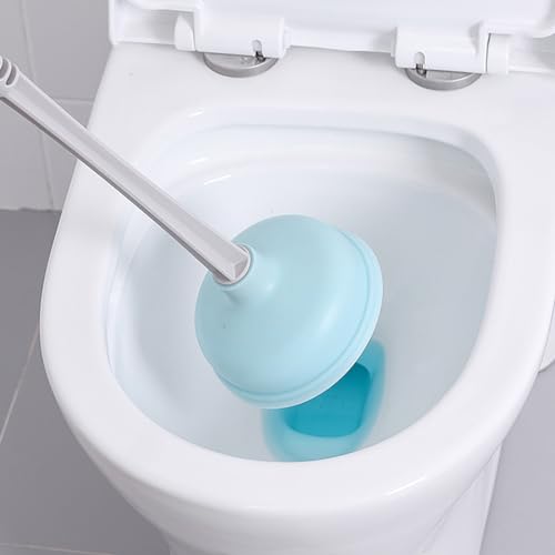 Rubber Toilet Plunger, Strong Suction Toilet Drain Plunger for Kitchen, Bathroom, Laundry Room Use Bathroom Accessories (Blue) - color: Blue