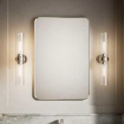 Kohler Essential 24 in. W x 36 in. H Rectangular Framed Wall Mount Bathroom Vanity Mirror in Brushed Nickel - color: Brushed Nickel, size: 36"L x 24"W, style: Rectangle