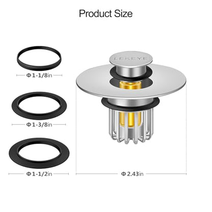 LEKEYE Bathroom Sink Stopper | Shower Drain Hair Catcher | Pop-up Sink Drain Stopper with Strainer | Bathroom Sink Plug for 1-1/8 to 1-1/2" Sink Drain Hole- Pearl Chrome - color: Pearl Chrome