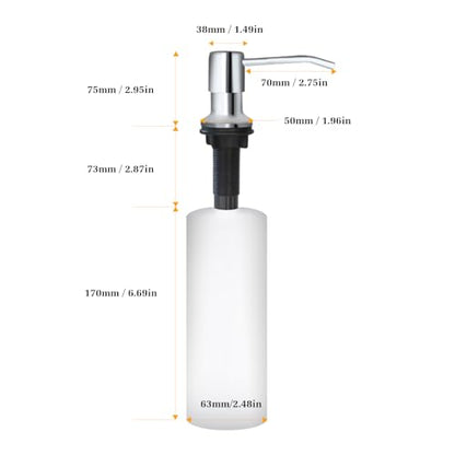 Soap Dispenser for Kitchen Sink, Built in Sink Soap Dispenser Lotion Dispenser with 17 OZ Bottle, Refill from The Top Bar Sink Soap Dispenser, Chrome - color: Chrome