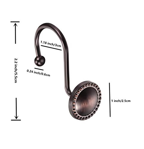 Curtain Hooks, Heavy Duty Zinc Alloy Shower Curtain Hooks (Beaded Circle, Oil- Rubbed Bronze)