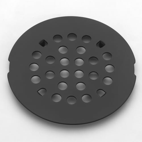 Snap-in Shower Drain Cover 4-1/4 inch Shower Strainer Grid Round (1, Black) - color: Black