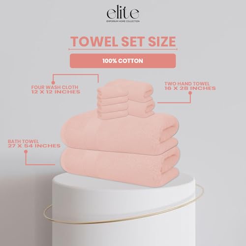 ELITE 8-Piece Zero Twist Cotton Bath Towel Set – 100% Cotton Luxury Towels – Ultra Soft, Fluffy & Absorbent – Quick Dry, Durable & Fade Resistant – Spa Quality Bath, Hand & Washcloth Set (Dusty Pink) - color: Dusty Pink