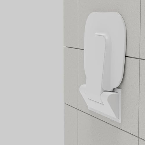 Folding Shower Seat Wall Mounted Shower Chair 15.7" with Embed CS Seat Bracket Bistable Structure Aluminum Base 440lb Load Capacity for Bathroom Remodel, White - size: White