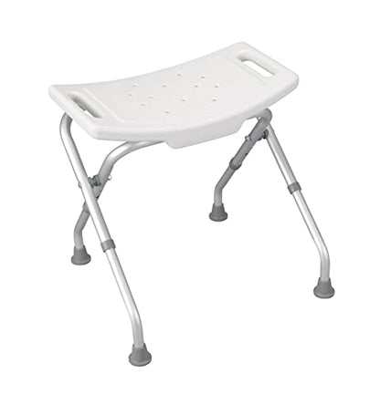 Drive Medical 12486 Folding Shower Chair, Bath Bench with Drainage, White | Folding Shower Chair Includes Drainage Holes and In-Seat Handles, Supports Users Up to 300 Pounds, White