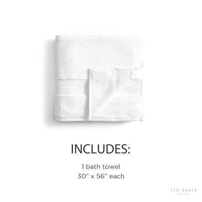 Ted Baker Cotton Bath Towel Soft, Highly Absorbent, 30 x 56, White, 1 Pc - color: White, size: Bath Towel - 1 Piece
