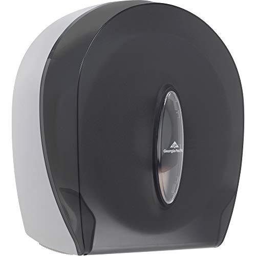 Georgia-Pacific Single-Roll Jumbo Toilet Paper Dispenser by GP PRO (Georgia-Pacific), Translucent Smoke, 59009, 10.610" W x 5.390" D x 11.290" H - style: 1-Roll