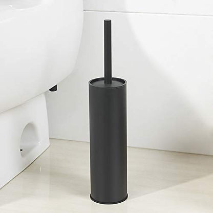 BGL Stainless Steel Toilet Brush with Holder, 2 Black Bristle Heads - color: Matte Black