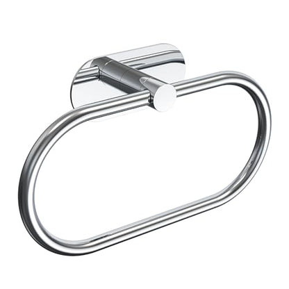 Adhesive Towel Holder for Bathroom Polished Chrome No Drill Hand Towel Ring Stainless Steel and Zinc Alloy Self Adhesive Towel Hanger for Bath, Kitchen - color: Polished Chrome
