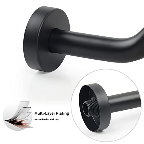 S Shape Shower Arm with Flange,High Rise Shower Head Extension Arm,Stainless Steel 15.5 Inch Shower Arm Extension,Matte Black,9Z3MK - color: Matte Black, style: Z Shaped