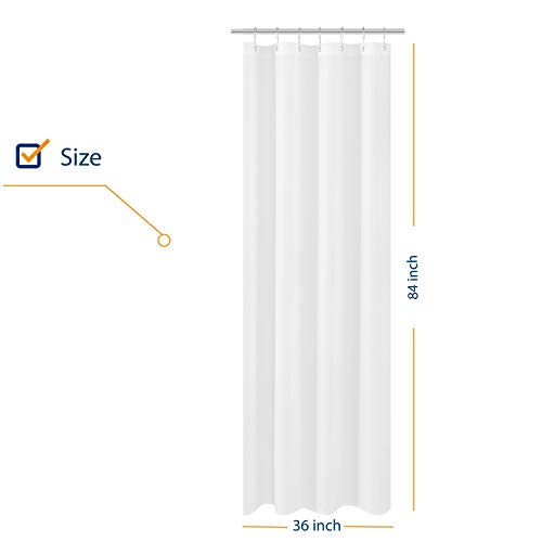 N&Y HOME Fabric Small Stall Shower Curtain Liner Extra Long 36x84, White | Hotel Quality, Bottom Magnets, Machine Washable, Water Repellent, 36 x 84 inches Narrow Bathroom Curtain with Grommets - color: White, size: 36"W x 84"L (Pack of 1)