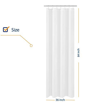 N&Y HOME Fabric Small Stall Shower Curtain Liner Extra Long 36x84, White | Hotel Quality, Bottom Magnets, Machine Washable, Water Repellent, 36 x 84 inches Narrow Bathroom Curtain with Grommets - color: White, size: 36"W x 84"L (Pack of 1)