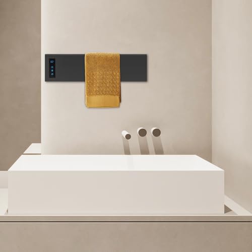 Electric Towel Warmer Rack, Wall-Mounted Towel Heater with Built-in Timer & Temperature Control, Electric Towel Dryer for Bathroom, IPX4 Waterproof, Gun Grey