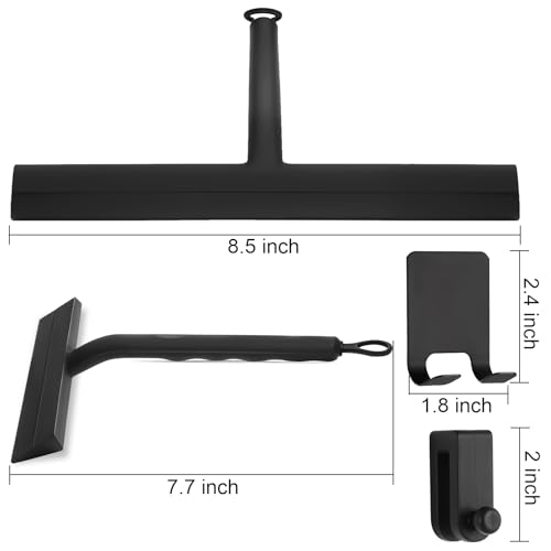 wlich 8 Inch Shower Squeegee, Silicone Squeegee for Glass Doors with 2 Hook | Streak-Free Cleaning, No-Drill Storage Hook, Non-Slip Handle, for Home, Hotel, Gym, Office Glass, Mirrors, Tiles, Windows - size: Squeegee with 2 Hooks