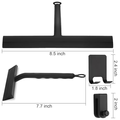 wlich 8 Inch Shower Squeegee, Silicone Squeegee for Glass Doors with 2 Hook | Streak-Free Cleaning, No-Drill Storage Hook, Non-Slip Handle, for Home, Hotel, Gym, Office Glass, Mirrors, Tiles, Windows - size: Squeegee with 2 Hooks